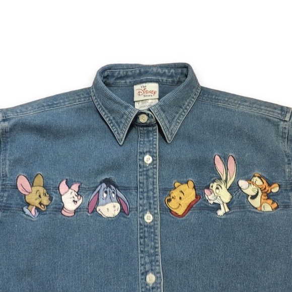 Disney Tops - Vintage Disney Corduroy Denim Winnie The Pooh Button Down Shirt US S